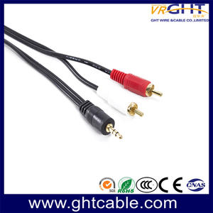 3.5mm - 2RCA Black PVC Audio Cable 